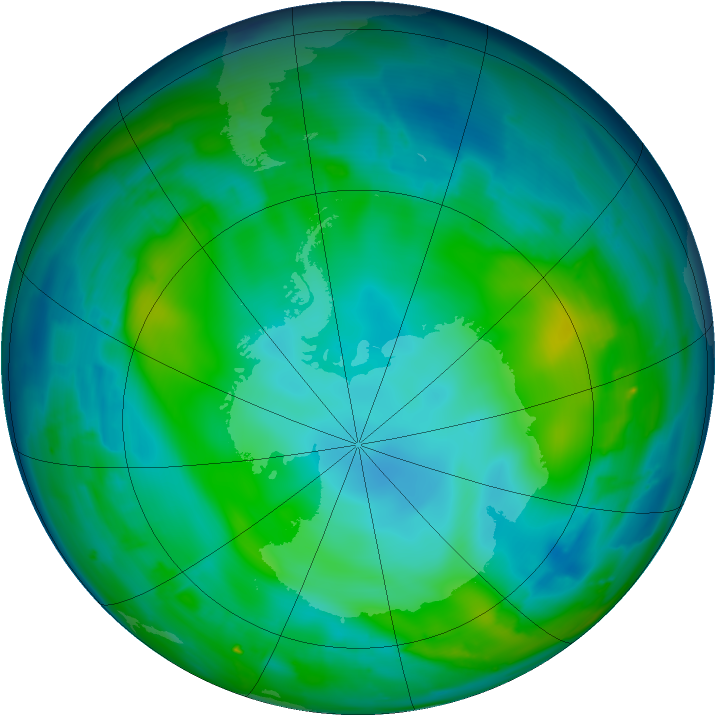 Antarctic ozone map for 19 May 2010